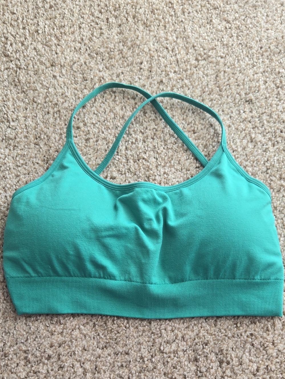 NVGTN Seamless Cross-Back Bralette in Teal Green